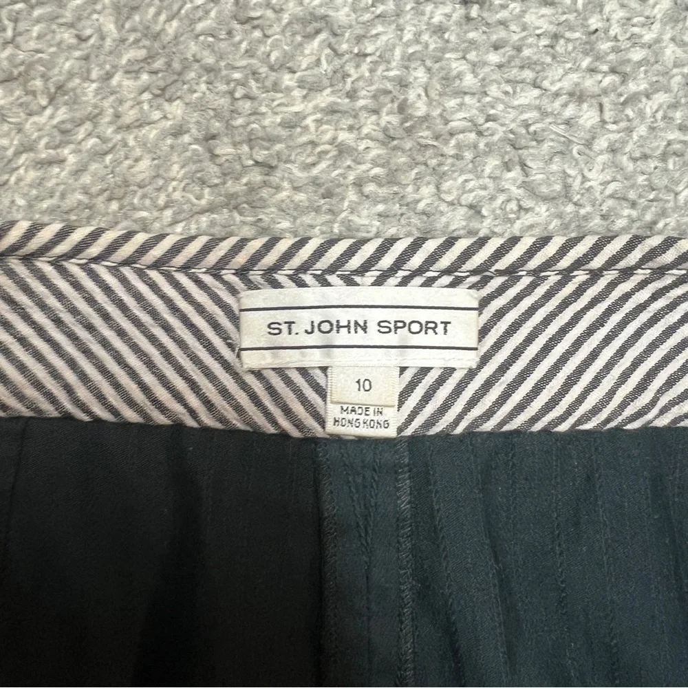St John Pants Womens 10 Blue Pinstripe Cotton Stretch Straight Trouser Career